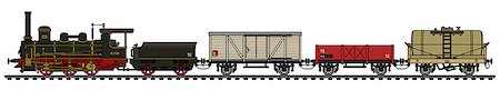 simsearch:400-08338640,k - Hand drawing of a vintage freight steam train Fotografie stock - Microstock e Abbonamento, Codice: 400-09081925