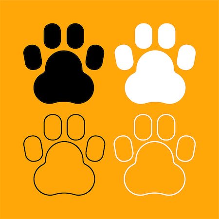 serhii435 (artist) - Animal footprint it is set black and white icon . Photographie de stock - Aubaine LD & Abonnement, Code: 400-09082164