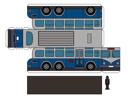 simsearch:400-08966942,k - Paper model of a vintage blue and gray large bus Stock Photo - Budget Royalty-Free & Subscription, Code: 400-09082434