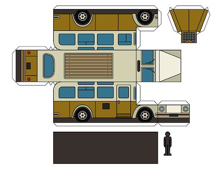 simsearch:400-08966942,k - Paper model of a vintage yellow and cream bus Stock Photo - Budget Royalty-Free & Subscription, Code: 400-09082435
