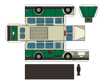 simsearch:400-08966942,k - Paper model of a vintage green and cream bus Stock Photo - Budget Royalty-Free & Subscription, Code: 400-09082438