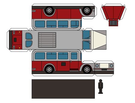 simsearch:400-08966942,k - Paper model of a vintage red and gray bus Stock Photo - Budget Royalty-Free & Subscription, Code: 400-09082439