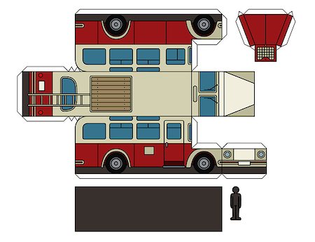 simsearch:400-08966942,k - Paper model of a vintage red and cream bus Stock Photo - Budget Royalty-Free & Subscription, Code: 400-09082430