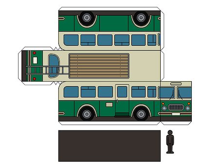 simsearch:400-08966942,k - Paper model of a vintage green and cream bus Stock Photo - Budget Royalty-Free & Subscription, Code: 400-09082433