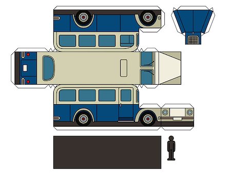 simsearch:400-08966942,k - Paper model of a vintage blue and cream bus Stock Photo - Budget Royalty-Free & Subscription, Code: 400-09082440