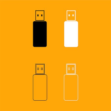 drawing on save electricity - Flash drive it is set black and white icon . Photographie de stock - Aubaine LD & Abonnement, Code: 400-09082556