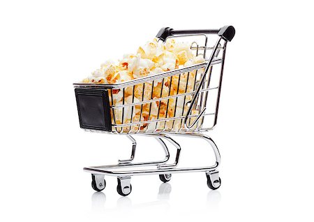 Popcorn salty sweet snack in shopping carton white background Stock Photo - Budget Royalty-Free & Subscription, Code: 400-09082861