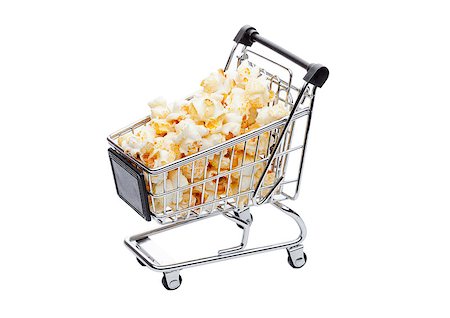 Popcorn salty sweet snack in shopping carton white background Stock Photo - Budget Royalty-Free & Subscription, Code: 400-09082862