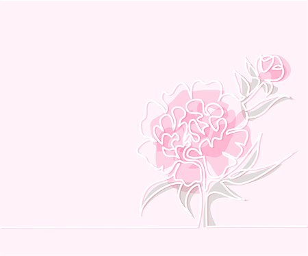 peony art - Beautiful soft color pink peony flowers. Continuous line drawing. Vector illustration Stock Photo - Budget Royalty-Free & Subscription, Code: 400-09082886