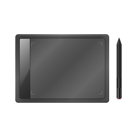 simsearch:400-08530598,k - Black graphic tablet with pen. Vector, eps 10 Stock Photo - Budget Royalty-Free & Subscription, Code: 400-09082934