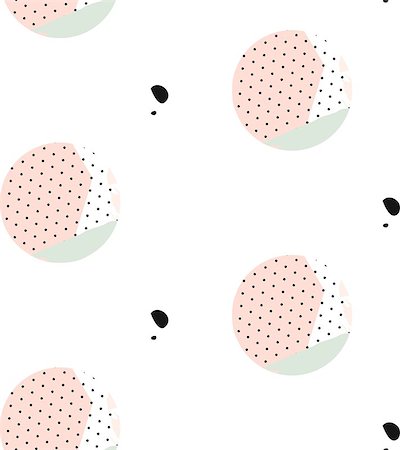 simsearch:400-08403491,k - Hand drawn vector abstract modern textured seamless pattern with circles and polka dot textures in pastel colors isolated on white background.Hipster trendy unusual texture Foto de stock - Super Valor sin royalties y Suscripción, Código: 400-09082936