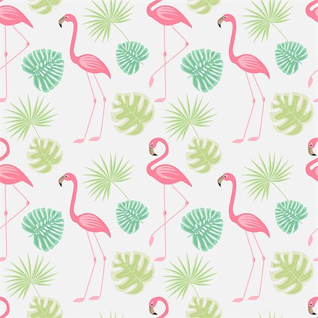 simsearch:400-04111907,k - Vector illustration seamless pattern of a pink flamingo. Background with bird flamingos Fotografie stock - Microstock e Abbonamento, Codice: 400-09082995