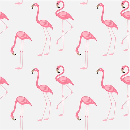 simsearch:400-04111907,k - Vector illustration seamless pattern of a pink flamingo. Background with bird flamingos Fotografie stock - Microstock e Abbonamento, Codice: 400-09082996