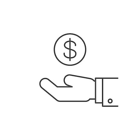 penny icon - Hand holding coin line icon. Save money concept Stock Photo - Budget Royalty-Free & Subscription, Code: 400-09083022