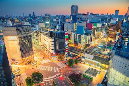 Cityscape image of Shibuya crossing in Tokyo, Japan during sunrise. Stock Photo - Budget Royalty-Free & Subscription, Code: 400-09083049