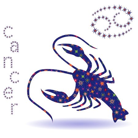 simsearch:400-09052492,k - Zodiac sign Cancer, hand drawn stencil with stylized stars isolated on the white background Stock Photo - Budget Royalty-Free & Subscription, Code: 400-09083148