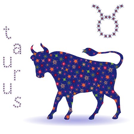 simsearch:400-09052492,k - Zodiac sign Taurus, hand drawn stencil with stylized stars isolated on the white background Stock Photo - Budget Royalty-Free & Subscription, Code: 400-09083158