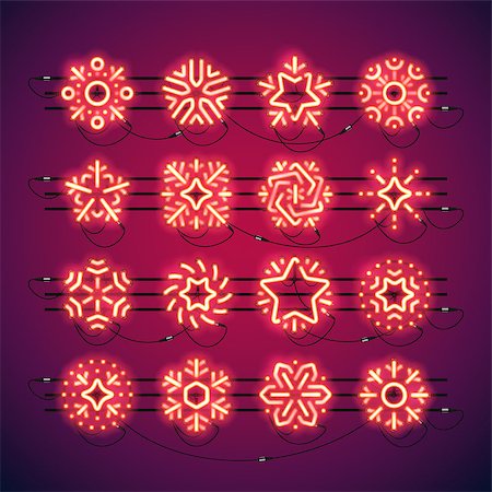 Set of red Christmas neon snowflakes makes it quick and easy to customize your holiday projects. Used neon vector brushes included. Stock Photo - Budget Royalty-Free & Subscription, Code: 400-09083307