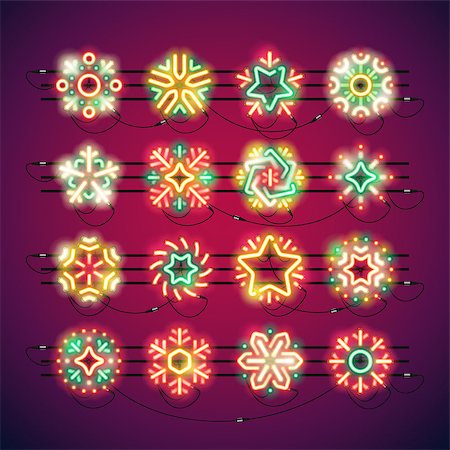 Set of colorful Christmas neon snowflakes makes it quick and easy to customize your holiday projects. Used neon vector brushes included. Stock Photo - Budget Royalty-Free & Subscription, Code: 400-09083319