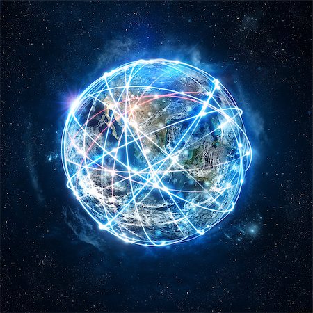 Concept of global fast internet connection network . World provided by Nasa Stock Photo - Budget Royalty-Free & Subscription, Code: 400-09083360