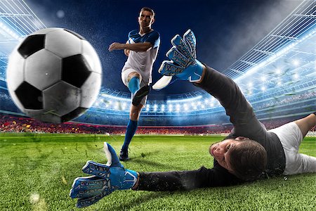 simsearch:400-09032117,k - Goalkeeper kicks the ball in the stadium during a football game Foto de stock - Super Valor sin royalties y Suscripción, Código: 400-09083466