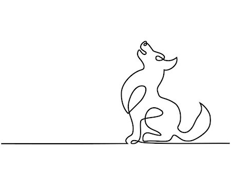 Continuous line drawing. Cute dog sitting. Vector illustration Stock Photo - Budget Royalty-Free & Subscription, Code: 400-09083488