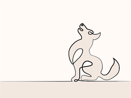 Continuous line drawing. Cute dog sitting. Vector illustration Stock Photo - Budget Royalty-Free & Subscription, Code: 400-09083489
