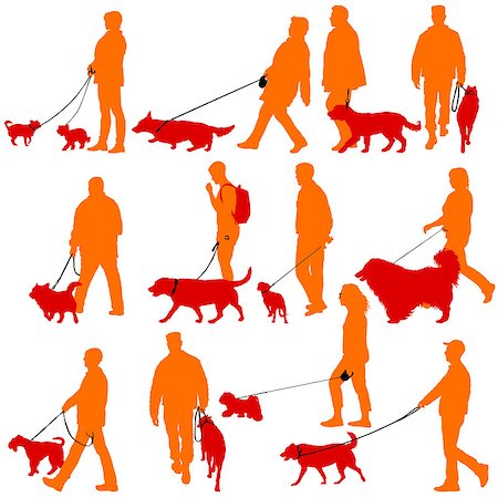 simsearch:400-09081887,k - Set silhouette of people and dog on a white background. Fotografie stock - Microstock e Abbonamento, Codice: 400-09083494