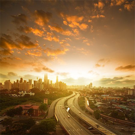 Malaysia capital city landscaped scenary. Kuala Lumpur skyline view in sunset view, square composition. Stock Photo - Budget Royalty-Free & Subscription, Code: 400-09083749