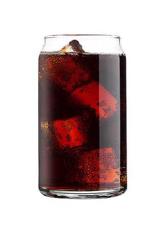 simsearch:400-05895285,k - Glass of cold cola soda drink with ice cubes on white background Fotografie stock - Microstock e Abbonamento, Codice: 400-09083899