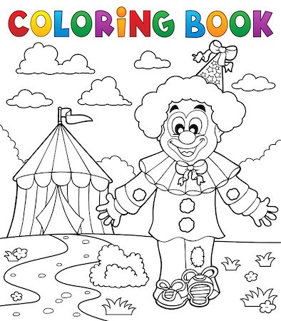 simsearch:400-05880767,k - Coloring book clown thematics 3 - eps10 vector illustration. Photographie de stock - Aubaine LD & Abonnement, Code: 400-09094009