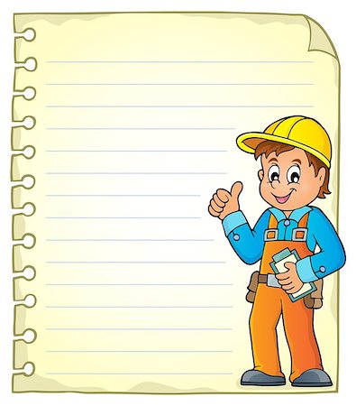 simsearch:400-09152818,k - Notepad page with construction worker - eps10 vector illustration. Stock Photo - Budget Royalty-Free & Subscription, Code: 400-09094033