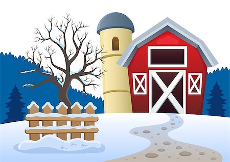 simsearch:400-08053244,k - Winter farmland theme 2 - eps10 vector illustration. Photographie de stock - Aubaine LD & Abonnement, Code: 400-09094051