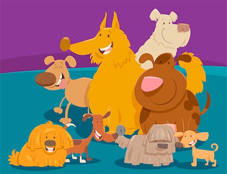 simsearch:400-09093373,k - Cartoon Illustration of Funny Dogs Animal Characters Group Photographie de stock - Aubaine LD & Abonnement, Code: 400-09094114