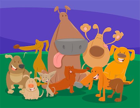 simsearch:400-07832657,k - Cartoon Illustration of Cute Dogs Animal Characters Group Foto de stock - Royalty-Free Super Valor e Assinatura, Número: 400-09094115