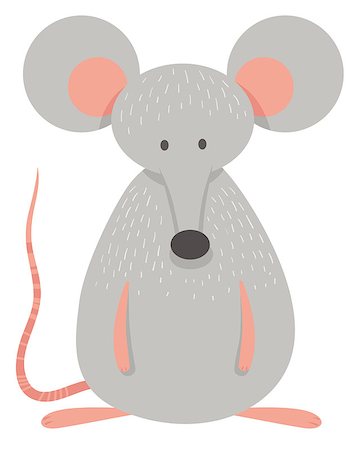 simsearch:400-09095574,k - Cartoon Illustration of Cute Grey Mouse Animal Mascot Character Foto de stock - Super Valor sin royalties y Suscripción, Código: 400-09094118