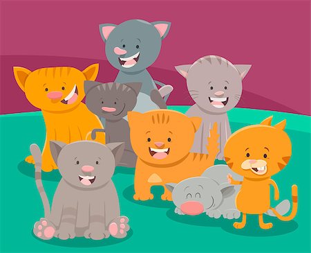 simsearch:400-06429538,k - Cartoon Illustration of Funny Cats or Kittens Characters Group Foto de stock - Super Valor sin royalties y Suscripción, Código: 400-09094111