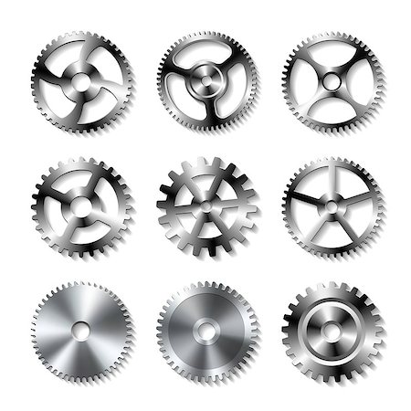 simsearch:400-09089843,k - Set of realistic metal gears on a white background. Vector illustration Stock Photo - Budget Royalty-Free & Subscription, Code: 400-09094141