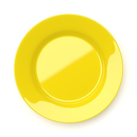 simsearch:400-07053389,k - Empty yellow ceramic round plate isolated on white background Stock Photo - Budget Royalty-Free & Subscription, Code: 400-09094242