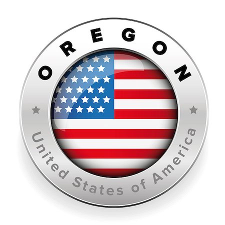 simsearch:400-09094145,k - Oregon Usa flag badge button vector Photographie de stock - Aubaine LD & Abonnement, Code: 400-09094405