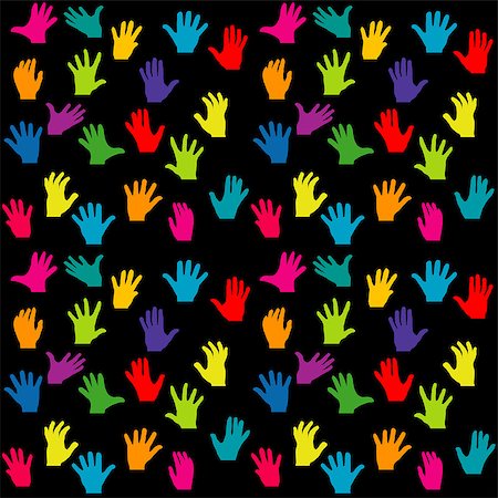 simsearch:400-07407577,k - Colorful hands silhouette on black background Stock Photo - Budget Royalty-Free & Subscription, Code: 400-09094445
