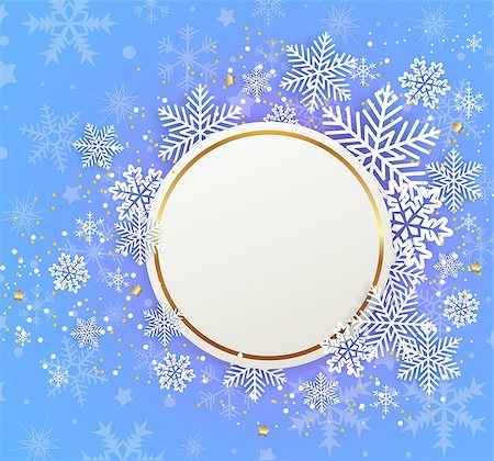 Christmas greeting card. White snowflakes and golden stars on a blue background. Photographie de stock - Aubaine LD & Abonnement, Code: 400-09094506