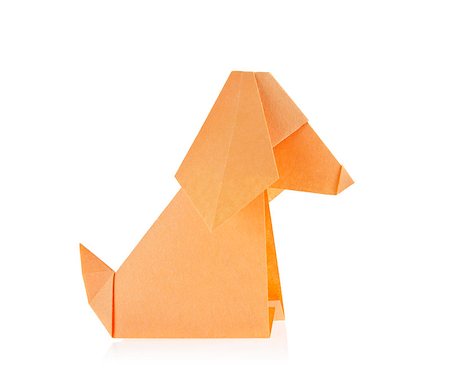 simsearch:400-09170569,k - Orange dog of origami, isolated on white background Foto de stock - Super Valor sin royalties y Suscripción, Código: 400-09094531