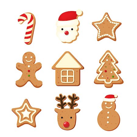 simsearch:400-07614271,k - Christmas Color Cookies With Gradient Mesh, Vector Illustration Foto de stock - Royalty-Free Super Valor e Assinatura, Número: 400-09094577