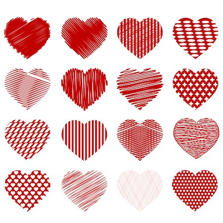 Set of Red Hearts Isolated on White Background Stock Photo - Budget Royalty-Free & Subscription, Code: 400-09094601