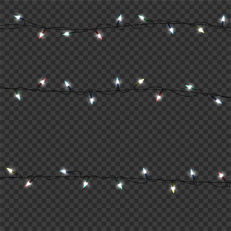 element border - Color Garlands decorations. Led neon lamp Vector illustration Stock Photo - Budget Royalty-Free & Subscription, Code: 400-09094856