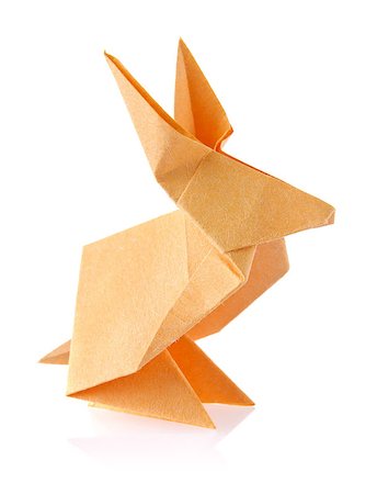 simsearch:400-09170569,k - Orange easter bunny of origami, isolated on white background Foto de stock - Super Valor sin royalties y Suscripción, Código: 400-09094864