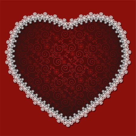simsearch:400-05677711,k - heart with white lace and shadow on a red background Foto de stock - Royalty-Free Super Valor e Assinatura, Número: 400-09095193