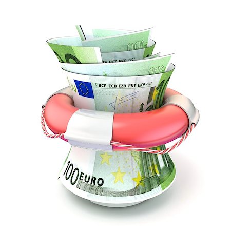 simsearch:630-06724426,k - Red lifebuoy saving money, roll euro. 3D render illustration isolated on white background Stockbilder - Microstock & Abonnement, Bildnummer: 400-09095284