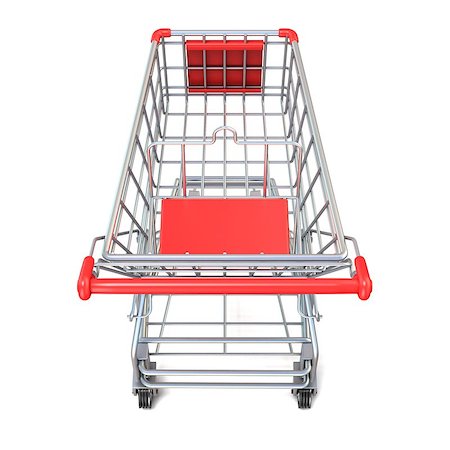 simsearch:400-05886915,k - Shopping cart, top view. 3D render illustration isolated on white background Stock Photo - Budget Royalty-Free & Subscription, Code: 400-09095295